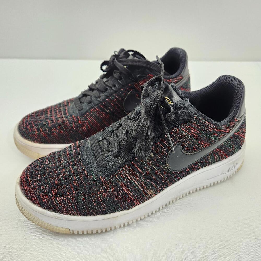 Nike Air Force 1 Flyknit Men's 7.5 Red Black Casual Sneaker Shoes